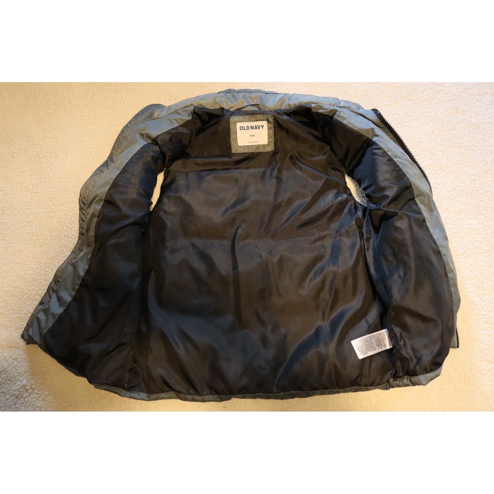 Old Navy Kids Gray Puffer Vest Mock Neck Full Zip Size Medium 8 Quilted Layering - Picture 2 of 4